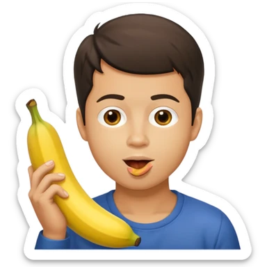 Ryan day eating a banana sticker