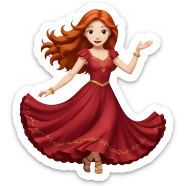 Excited long haired redhead dancing sticker