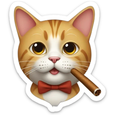 a cat with a cigar sticker