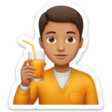juice, colors yellow,orange,forest fruits, person sticker