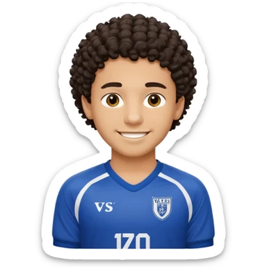 Un chico morocho con rulos con la camiseta de Vélez sarfield club argentino de futbol sticker