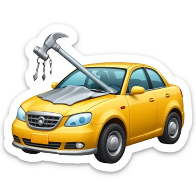 Car getting hit by hammer sticker