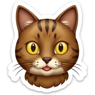 Dark Brown Cat that has a little brown/white bird with little yellow spots in it‘s (the cat‘s) mouth sticker