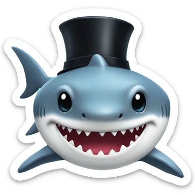 Shark with a top hat sticker
