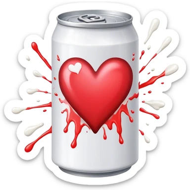 Soda can with heart, exploding white oaint sticker