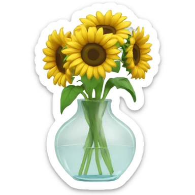 Sunflowers in a clear vase. sticker