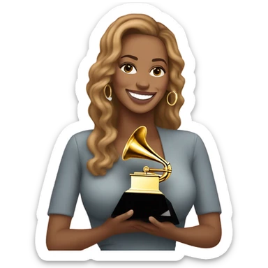 Beyoncé with the Grammy  sticker