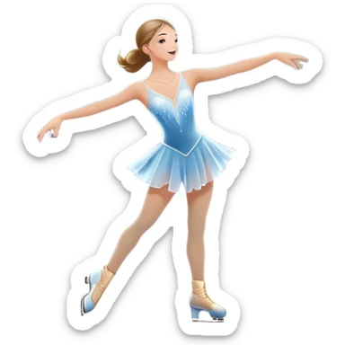 An icon showing a scenic ice rink with figure skater performing elegant moves under soft spotlight beams. Surrounded by audience stands and shimmering ice, the scene reflects harmony, grace, and the magic of figure skating. Transparent background included sticker