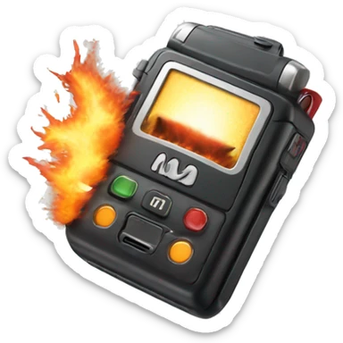 exploding motorola pager with fire and smoke sticker