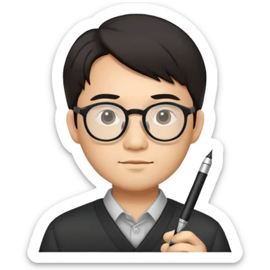 Asian man likes pens sticker