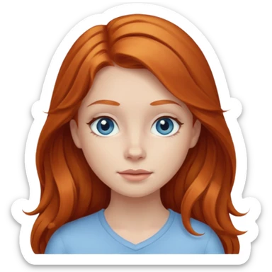 Ginger head girl with long hair and lightblue eyes sticker