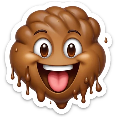 Emoji laughing hysterically with poop falling out sticker