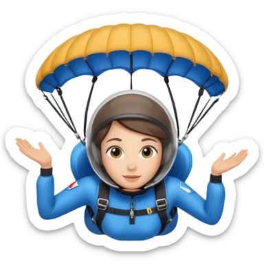Skydiving girl with parachute and UFO blue sticker