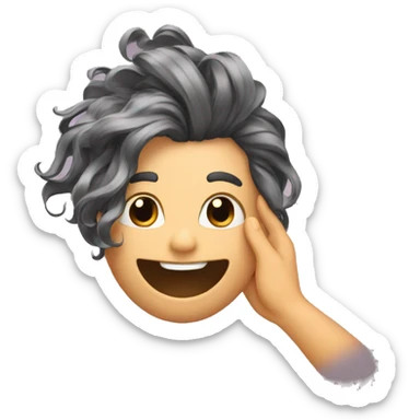 Flipping hair with hand sticker