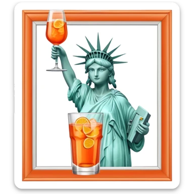 REPLACE THE TORCH OF THE STATUE OF LIBERTY FOR A GLASS OF APEROL SPRITZ sticker