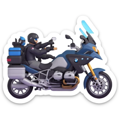 group of BMW motorcycles with riders touring together sticker