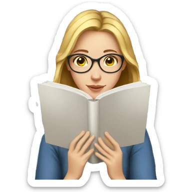 white girl reading book sticker