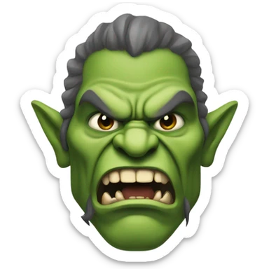 A green skin tusked orc snarling sticker