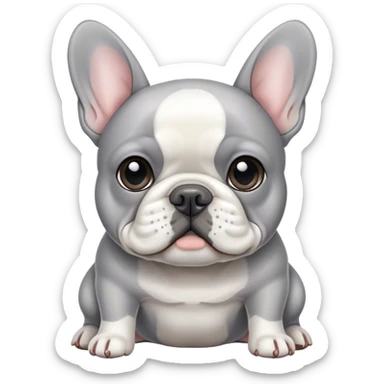 perro bulldog frances blanco con manchas gris sticker