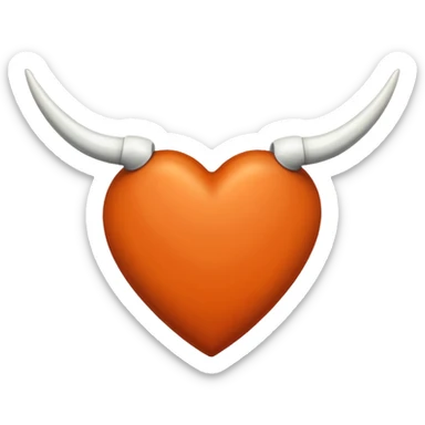 Burnt orange heart with white longhorn silhouette inside sticker