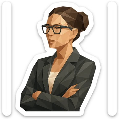 business lady with black rimmed glasses sticker