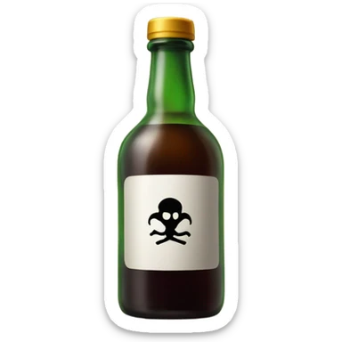 A bottle of alcohol with the poison symbol on it sticker