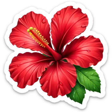 Realistic Hibiscus, high definition, dew drops sticker