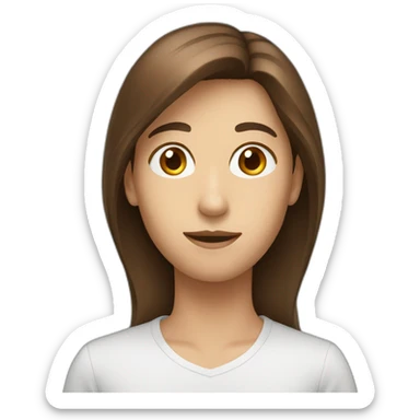 Brown hair long face youth sticker