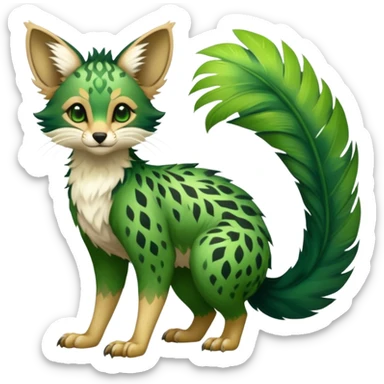 Feral Rare Fantasy vibrant tropical Vernid-Trico-species by LiLaiRa, random markings, tufted tail, tufted ears, full body sticker