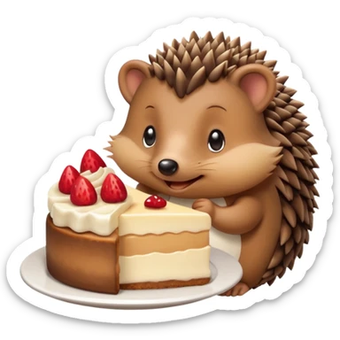 hedgehog eating cheesecake sticker
