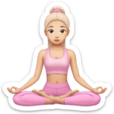 asian yoga girl light pink clothes  sticker