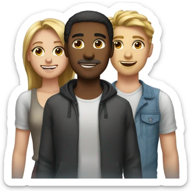 Two girls and one guy sticker