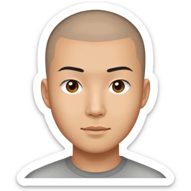 asian male with buzz cut sticker
