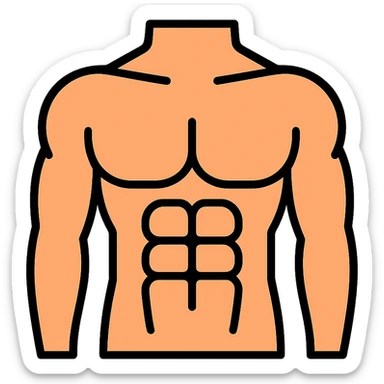 male torso point of view, lineal color icon with black outlines sticker