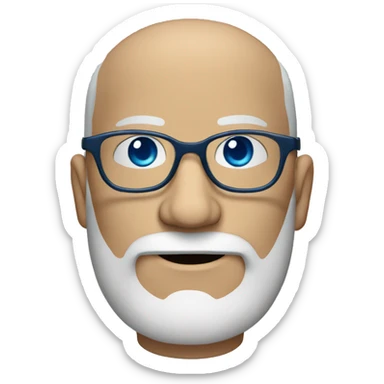 a bald man with a salt and pepper beard and blue eyes and glasses sticker