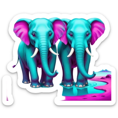 synthwave - surreal elephants from Salvador Dali's paintings in a dreamscape sticker