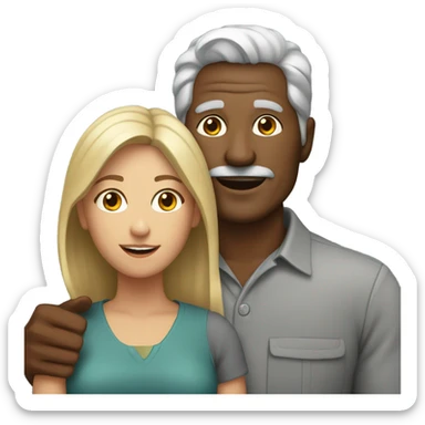 couple old brown guy and younger blond girl sticker