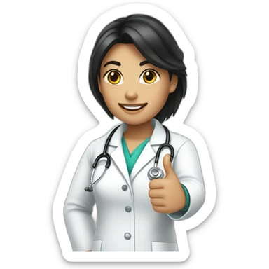 doctor girl with dark hair thumbs up sticker