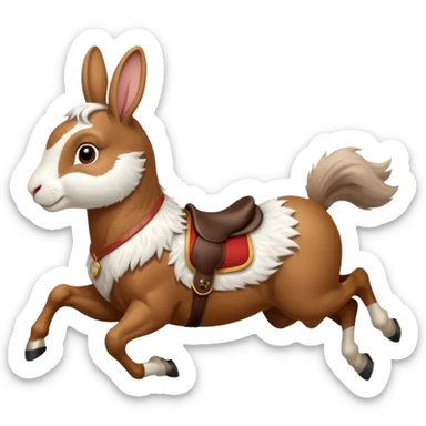 Exciting rabbit galloping on horse sticker