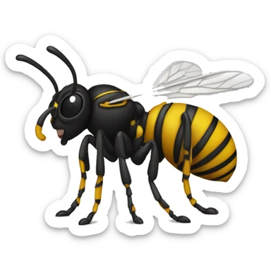 Wasp drinking with a straw sticker