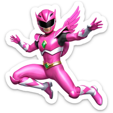 Pink power ranger flying sticker