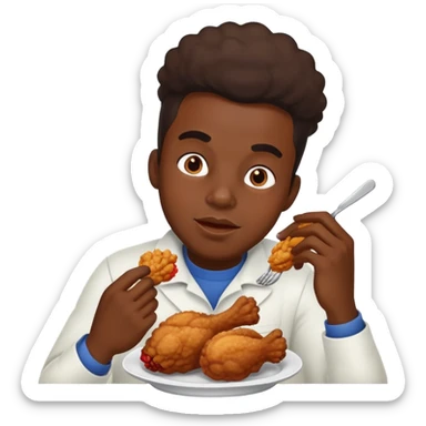 A black man eating fried chicken  sticker