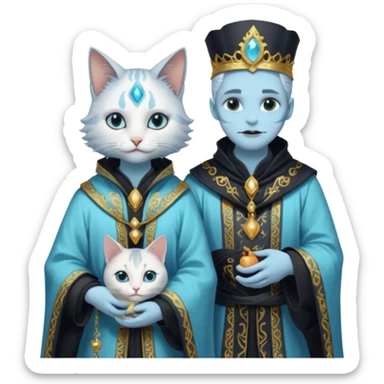 Leviathan magician couple and their pet cat sticker