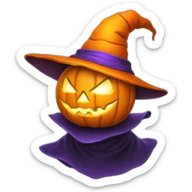 jack-o-lantern wearing wizard hat sticker