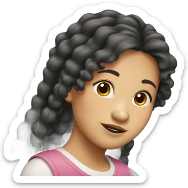 asian girl with long crimped hair sticker