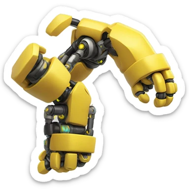 Flexing yellow robotic bicep with shocks and circuits that’s attached to the forearm sticker
