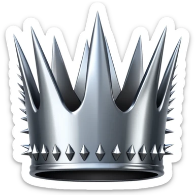 A spiked crown emoji made of silver chrome, sharp yet rounded metallic spikes, glossy reflections, aggressive luxury swag aesthetic, iOS emoji style, centered, clean white background sticker