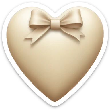 Beige heart with bow white sticker