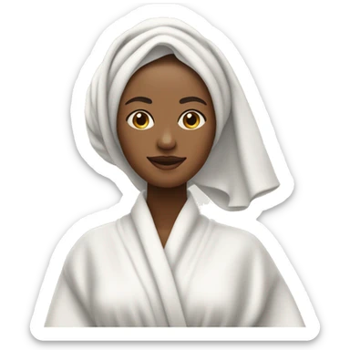 skin care on a woman’s face and she has a towel on her head and a robe on  sticker