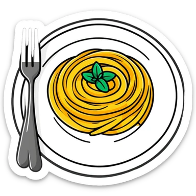Italian pasta plate with fork sticker